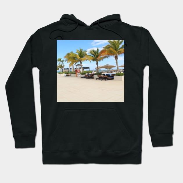 Palm Trees on Vacation in Montego Bay Hoodie by Vitalware